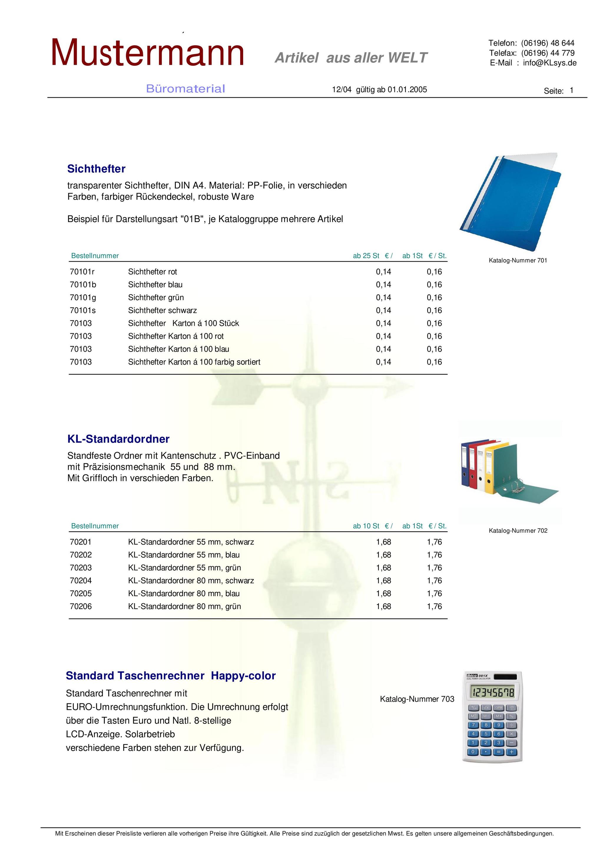 Catalogue Image Preisliste