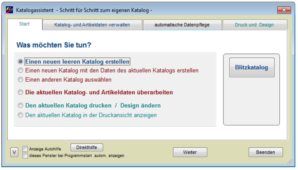 Katalogassistent Schritt: 1