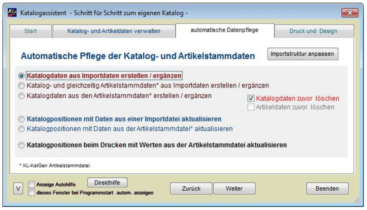 Katalogassistent Schritt 3: Katalogpositionen/Artikeldaten automatisiert pflegen