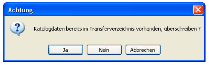 Warnmeldung beim überschreiben von Daten im Katalogdaten-Transfer