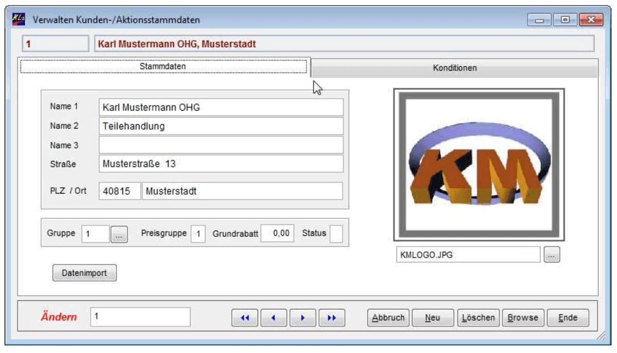 Verwalten von Kunden- und Aktionsstammdaten